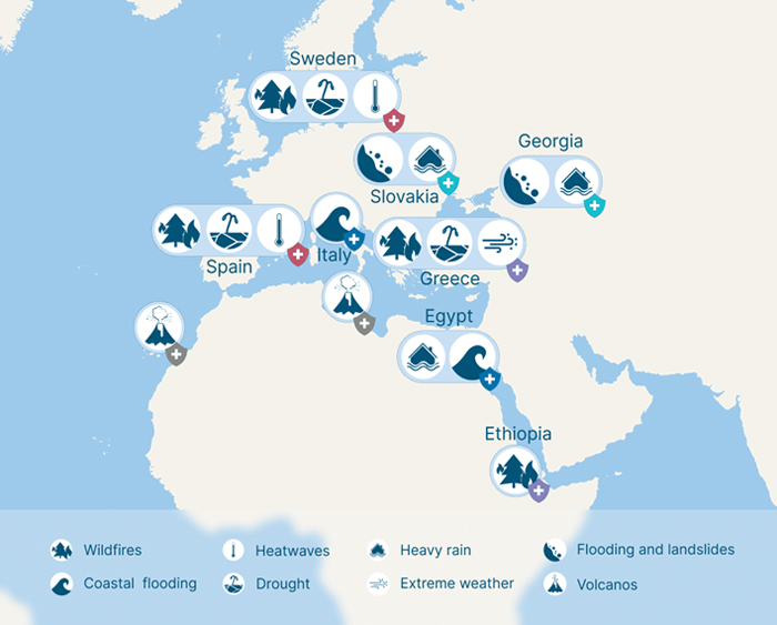 Figure 4. MedEWSa’s Hazards and Twins Pilot Sites