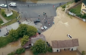 A flooded street